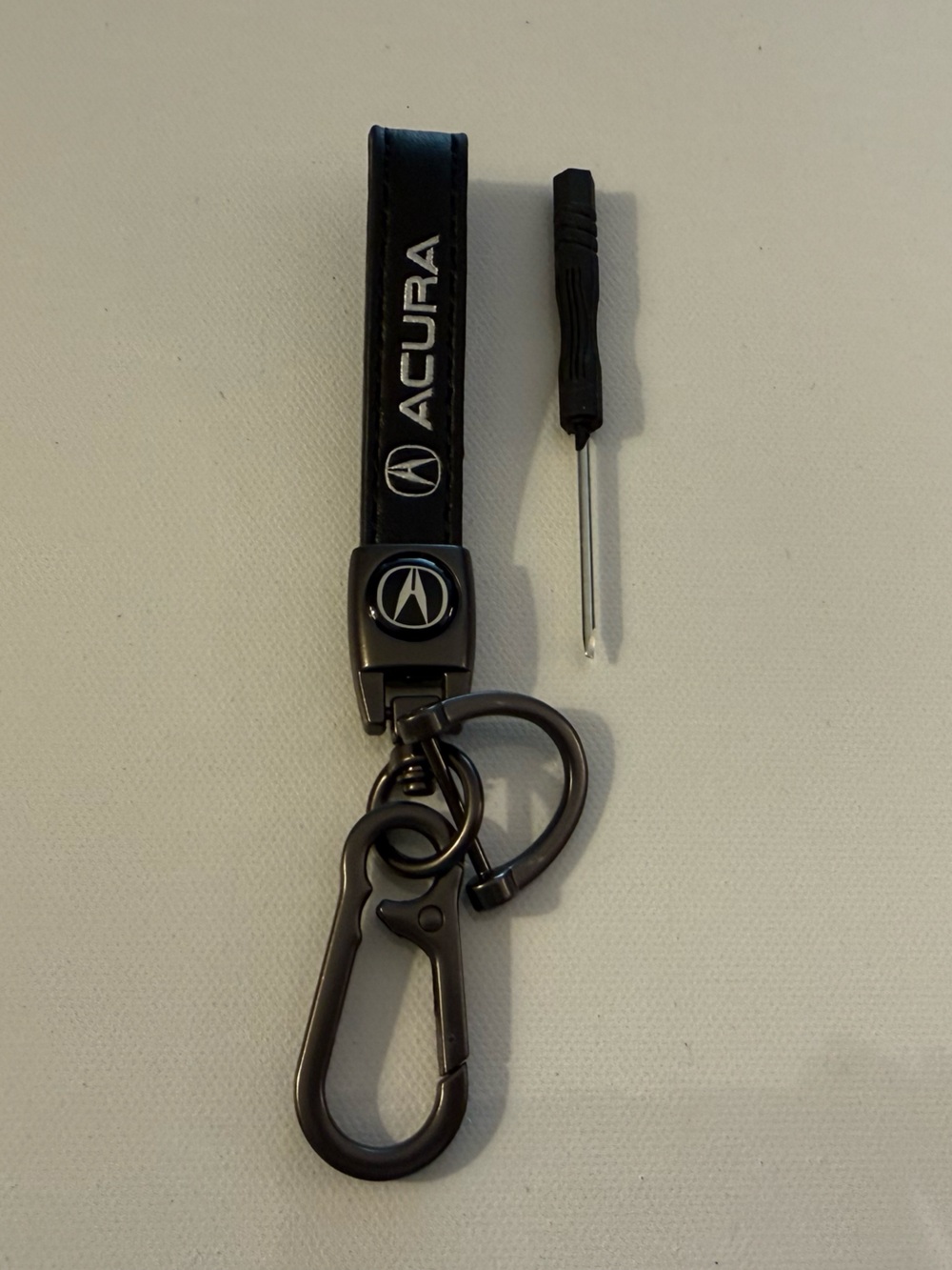 Acura Key Fob Keychain in Black Leather with Logo NWT